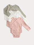 3pk Pure Cotton Wrap Bodysuits (0-3 Yrs)