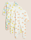 3pk Cotton Rich Printed Sleepsuits