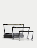 3 Piece Clear Makeup Bag Set