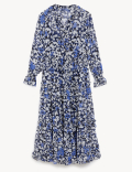 Floral V-Neck Ruffle Midi Tiered Dress