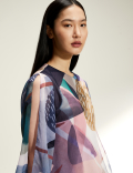 Printed Blouson Sleeve Shift Dress