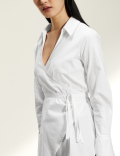 Cotton Rich Collared Long Sleeve Wrap Shirt