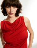 Jersey Cowl Neck Sleeveless Top