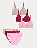 3pk Wired Plunge T-Shirt Bras Set A-E