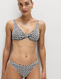 Printed Twist Front Plunge Bikini Set