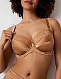 Silk & Lace Wired Balcony Bra Set F-H