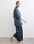 Printed Short Sleeve Longline Blazer & Trouser Set