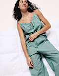 Pure Cotton Tie Front Cami Pyjama Top Set