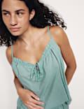 Pure Cotton Tie Front Cami Pyjama Top Set