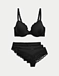 Lace Padded Plunge Wired Bra Set A-E