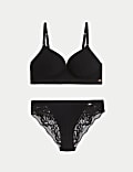 Lounge Rib & Lace Non Wired Plunge Bra Set A-E