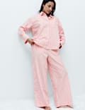 Zuiver katoenen gestreepte set met pyjamashirt en -broek