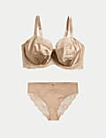 Silk & Lace Wired Balcony Bra Set F-H