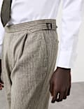2 Piece Tailored Fit Italian Performance Linen Blend Pinstripe Suit