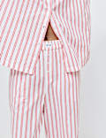 Ensemble pyjama 100 % coton &agrave; rayures chemise & bas