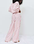 Ensemble pyjama 100 % coton &agrave; rayures chemise & bas