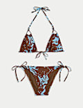 Driehoekige bikini met geknoopte voorkant en print