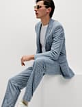 Regular Fit Linen Look Check Suit