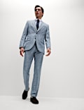 Regular Fit Linen Look Check Suit