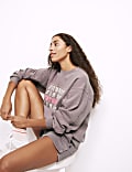 Cotton Rich Slogan Oversized Sweatshirt Set