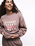 Cotton Rich Slogan Oversized Sweatshirt Set