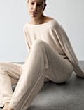 Merino Wool Blend Pyjama Top with Cashmere & Bottom Set