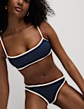 Ribbed Contrast Tipping Scoop Neck Bikini Set