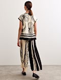Printed Collarless Top & Trouser Set