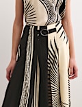 Printed Collarless Top & Trouser Set