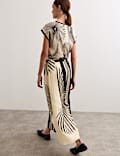 Printed Collarless Top & Trouser Set