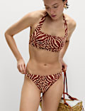 Conjunto de bikini con relleno y cuello Halter estampado