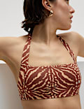 Conjunto de bikini con relleno y cuello Halter estampado