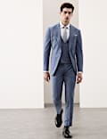 3 Piece Tailored Fit Wool Blend Hopsack Stretch Suit