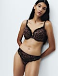 Jasmine Lace Printed Wired Plunge Bra Set F+