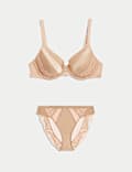 Set Bra Cup Penuh Berkawat Sutra & Renda