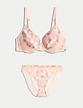 Soutien-gorge en soie motif fleurs de cerisier à armatures, bonnets emboîtants A à E