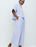 Pure Cotton Woven Stripe Collared Pyjama Set