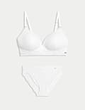 Set Bra Plunge Tanpa Kawat Santai Berusuk & Renda (A-E)