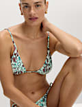 Printed Trim Detail Triangle Bikini Set