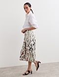Pure Silk Floral Ruched V-Neck Top & Trouser Set