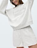 Set met zachte katoenrijke sweater met borduurwerk en broek