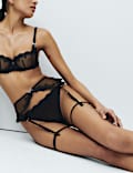 Magda Embroidery Wired Balcony Bra & Suspender Set A-E