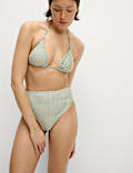 Printed Halterneck Triangle Bikini Set