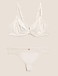 Silk Blend & Lace Wired Balcony Bra Set F-H