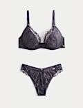 Lisianthus Embroidery Wired Plunge Bra Set A-E