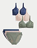 3pk Lace Trim Non Wired Bralettes Set F-H