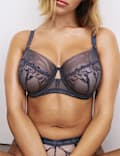 Lisianthus Embroidery Wired Balcony Bra Set F-H