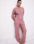 Ribbed Crew Neck Long Sleeve Pyjama Set