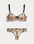 Helena Embroidery Wired Demi Cup Bra Set A-E