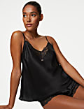 Silk & Lace Trim Camisole Set